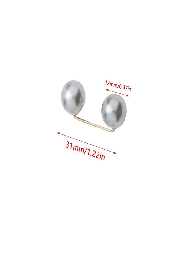 ArrErr 12 Pack Brooch Pins Artificial Pearl Safety Pins Anti-exposure Neckline Sweater Shawl Clips with Double End Decorative Pearls Cardigan Collar Holder for Women Wedding Dress Blouse V-line Tops - Image 2